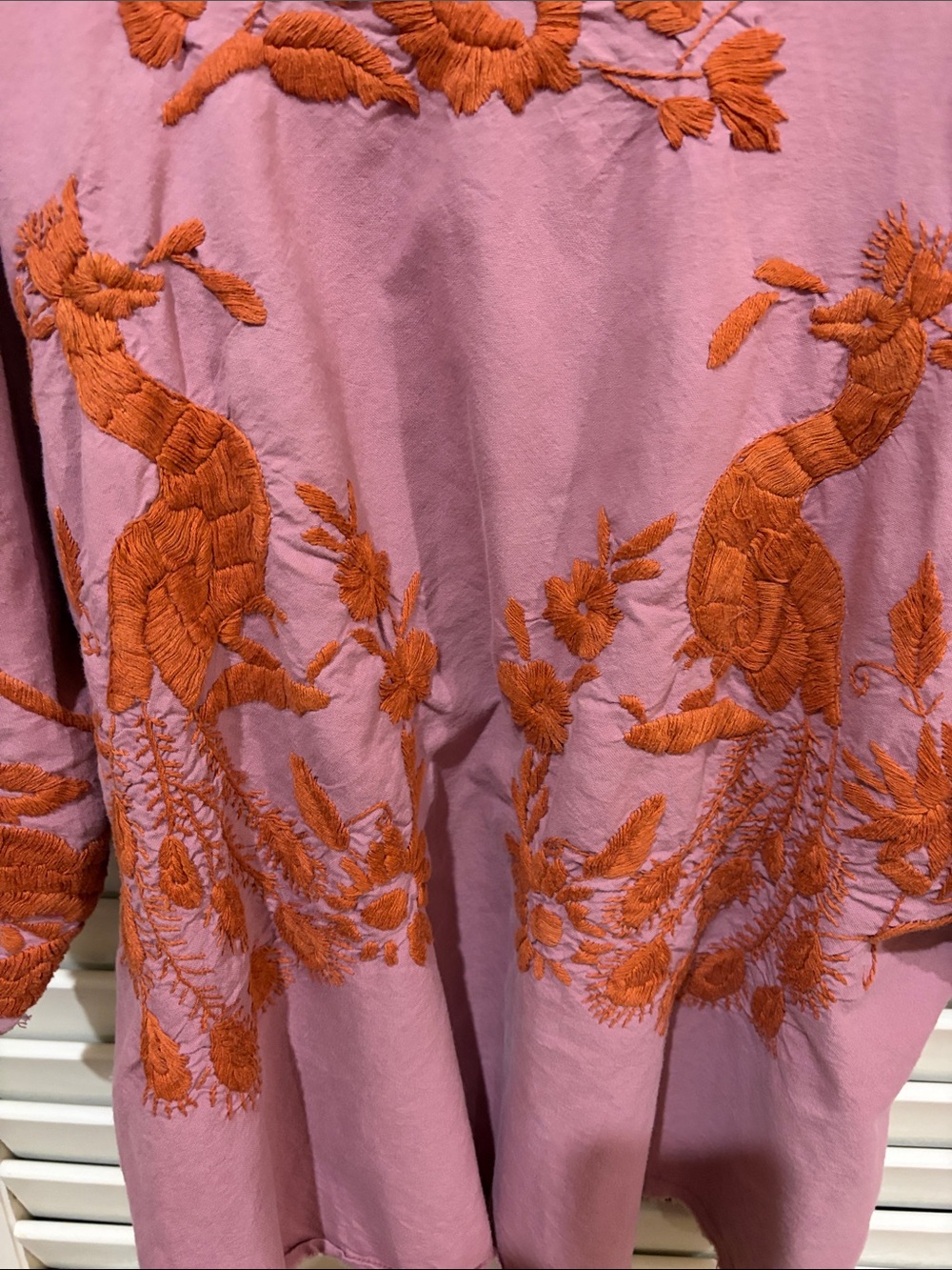 Magnolia Pearl Dusty Pink Blouse with Rust Embroidered Floral. - Picture 4 of 6